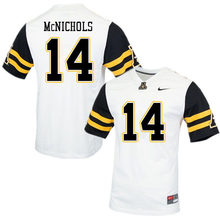 Men #14 Travis McNichols Appalachian State Mountaineers College Football Jerseys Sale-White - Click Image to Close
